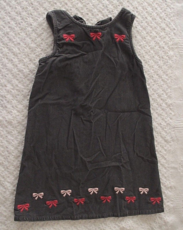 Gymboree 6 Girls Jumper Dress Classroom Kitty gray bow EUC fall winter corduroy