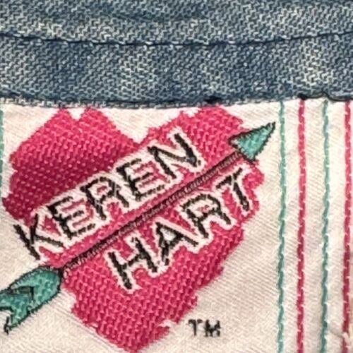 VTG Keren Hart Denim Short Sleeve Button Shirt Sz M Embroidered Flowers Garden - Picture 2 of 5