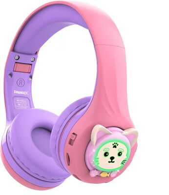 Katzenohr Kinder Bluetooth Wireless Kopfhörer, LED Leuchtet mit Mikrofon und sicherer Lautstärke