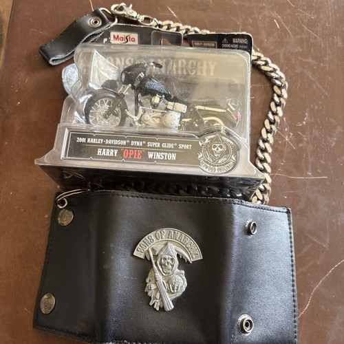 Sons Of Anarchy Biker Wallet W/ Chain & Maista Opie MC - Picture 21 of 24