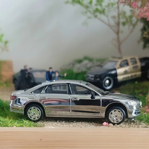 1/64 Audi A8L Horch modelo coche policía sin marca con luces LED modificadas completado - Imagen 7 de 8