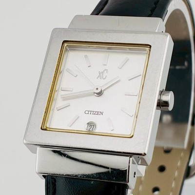 Citizen xC Timepiece Square Watch Silver Black Battery Changed Ready
