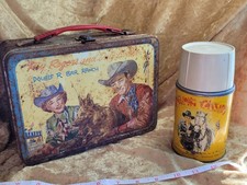 Vintage Roy Rogers And Dale Evans Double Bar Ranch Lunch Box With Thermos, F3