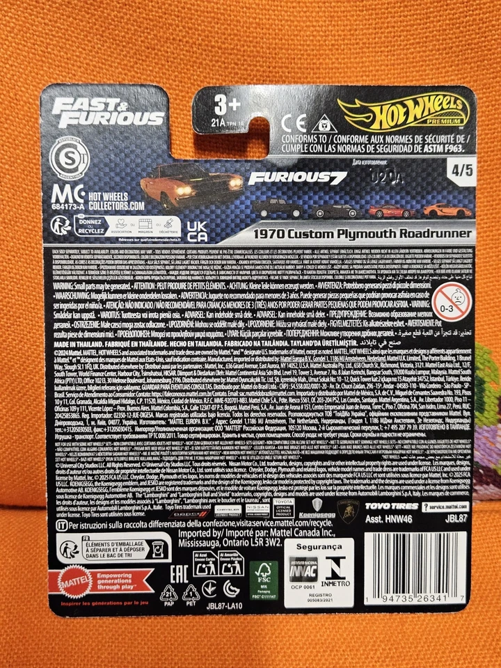 # 1/64 HOT WHEELS PREMIUM - CUSTOM PLYMOUTH ROADRUNNER serie FAST AND FURIOUS # - Immagine 2 di 2