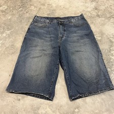 Sean John Hip Hop Baggy Jean Shorts 38x14 Dark Wash Jorts Wide Leg Skate Y2K 90s