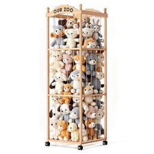 Stuffed Animal Storage Zoo Tower, Large Capacity Wooden Stuffed Animal Holder...
