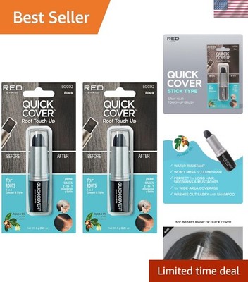 Quick Cover Root Touch Up Stick: Water-Resistant Gray Concealer, 2 Pack, Black