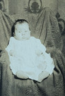 Antique RPPC Infant Baby Child propped up in chair real photo postcard portrait — photo 3
