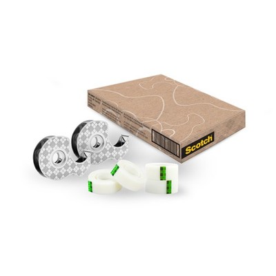 Scotch 2 Edelstahl-Abroller + 4 Magic Klebeband 19mm x 33m, 66% Pflanzenbasiert