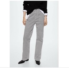 NWT Mango Chic Pinstripe Cargo Straight Leg Jeans Sz USA 6 SOLDOUT