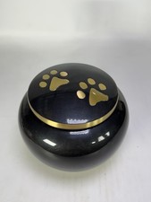 Pet Urn Dogs Cats Ashes 83 Cubic Inches Midnight Brown Gold With Velvet Bag