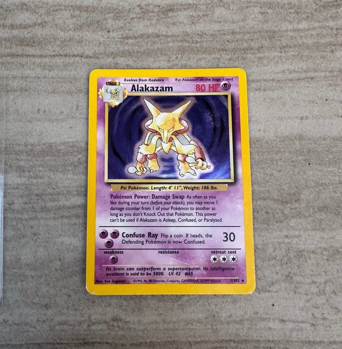 ALAKAZAM-Base Set  1/102- Holo - Pokemon Card-1999