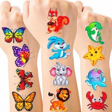 Habett Glitter Temporary Tattoos for Kids, 1.57 x Inch, Multicolor