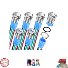 Durable 12mm Push Button Switch with Waterproof LED for Automotive Use - 6 Pack