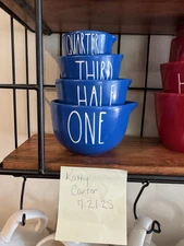 Set of 4 Blue  Nesting Stoneware Measuring Cups