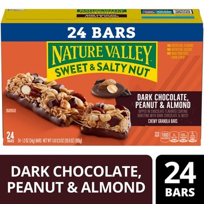 Nature Valley Sweet,Salty Nut Bars,Dark Chocolate Peanut Almond,24 Bars,28.8 oz.