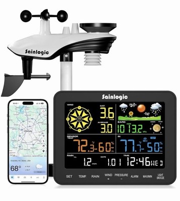 Smart WiFi Weather Stations Wireless Indoor Outdoor SA6 Plus,24/7 AI Weather ...