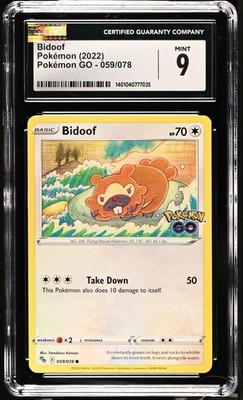 Bidoof 059/078 Pokemon Go Pokemon CGC 9 Mint