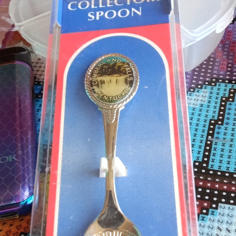 Cumberland Falls Kentucky Silver Metal Souvenir Spoon w/ Medallion Handle