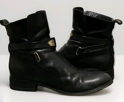 Michael Kors Arley Stiefeletten Schwarz Leder Schnalle Boots Damen UK 4 EU 37