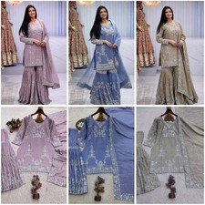 Women's Latest Readymade Pure German Chinon Kurti Sharara Set with Embroidery XL