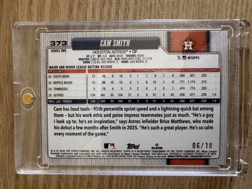 Topps 75 Future Stars Cam Smith Black 8/10 - Afbeelding 2 van 2