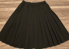 PRESWICK MOORE WOMENS VINTAGE KNEE LENGTH WOOL PLEATED SKIRT SIZE M BLACK