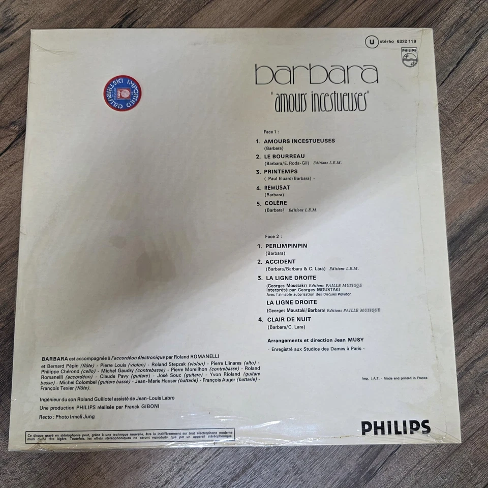 Barbara - Amours Incestueuses - Vinyl LP 1972 SEALED - French Import Foto 4 de 4