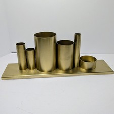 Anthropologie Gold Tone Metal Desk Organizer Steel Caddy Modern Vanity Storage