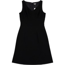 Ann Taylor Fit & Flare Dress 8 Black V-Neck Sleeveless Professional Classic Work