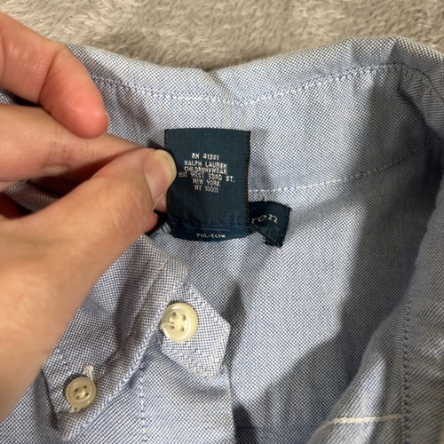 Ralph Lauren Shirt Boys (10-12) Medium Blue Big Pony Logo Oxford Long Sleeve - Picture 4 of 13