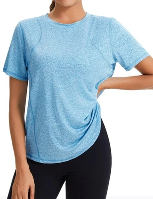 Sportshirt Damen Kurzarm Rundhals Funktionsshirt Oberteile Atmungsaktiv Leich... - Bild 1 von 4