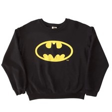 Batman Black Sweatshirt Classic Logo Womens Size M Superhero Movie Casual Cozy