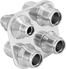 Polished Aluminum Vintage Air 4 Port Streamline Bulkhead Plate 384600-MBA