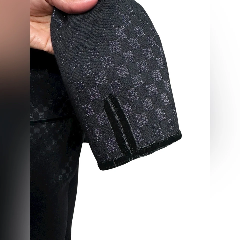 复古 Carolina Herrera 2 件套裤子套装样品 | 黑色提花格子套装 S/M — 第 4/4 张图片