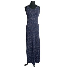 Pact Apparel Racerback Sleeveless Maxi Dress Sz XS Navy Speckle Organic Cotton