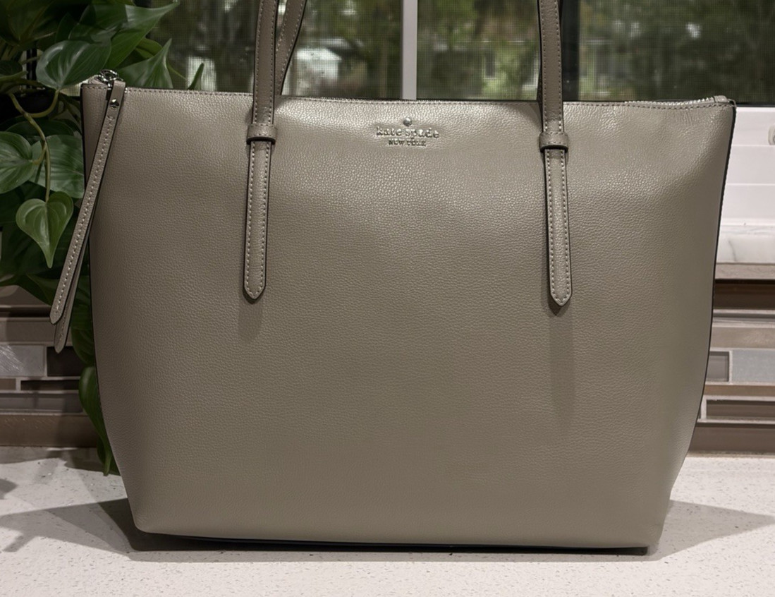 KATE SPADE ALL DAY ZIP SHOULDER TOTE LAPTOP LARGE BAG PURSE OYSTER SHELL GREEN