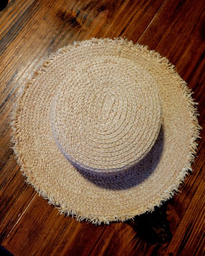 ZARA Straw Fringed Sun Hat Beach Pool Shade READ