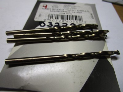 5/32'' HSS 135° Split Point Gold Finish Jobber Drill QTY 4