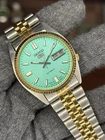 Vintage seiko 5 snxj 7009-3110 fluted bezel day/date twotone men’s wristwatch