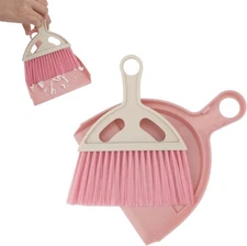 Mini Dustpan and Brush Set Portable Small Broom with Dust Pan Handheld Pink 