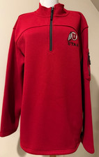 UTAH UTES Mens Colosseum Red Quarter Zip Pullover Shirt Jacket - Sz Large