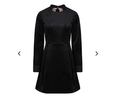 Ted Baker Alava Embelished Collar Velvet Dress Size