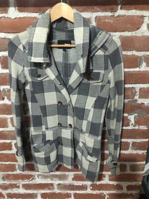 Hurley Winchester Grey Button Up Hooded Sweatshirt Jacket S Stretch Tunic  Knit