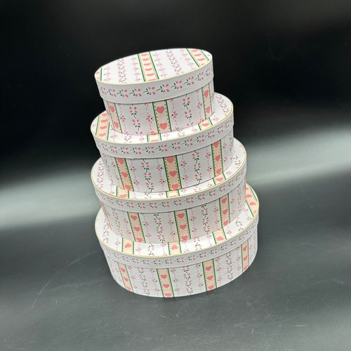 Vintage Nistkästen 4er Set Blumen Herz rosa weiß Bugholz Aufbewahrung Landhaus - Bild 1 von 11