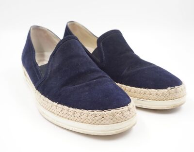 TOD'S Damen Schuhe Loafer Espandrilles Slipper Gr. 36 blau dunkelblau Leder Bast