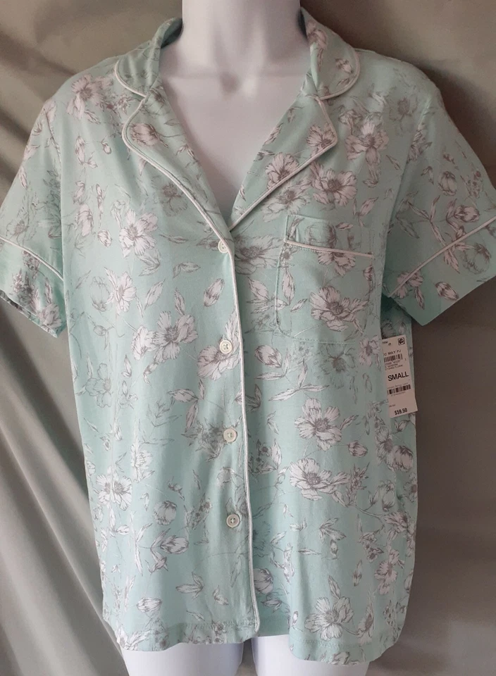 Conjunto de Pijama Charter Club Verde Cinza Manga Curta Calça Capri X- Pequeno 38" BUSTO - Imagem 3 de 4