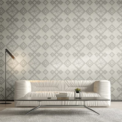 Honeycomb dots off white textured square ornaments faux concrete Wallpaper rolls