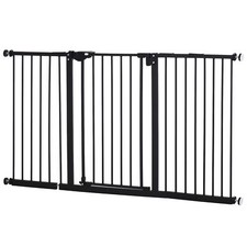 Black Extra Wide Adjustable Safety Gate - Self Closing Pressure Fit Stair Gate