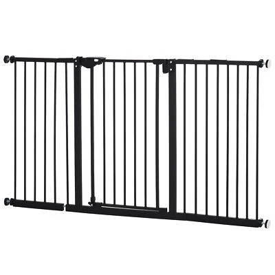 BabyDan Black Extra Wide Self Closing Kids Pressure Fit Stair Safety Gate